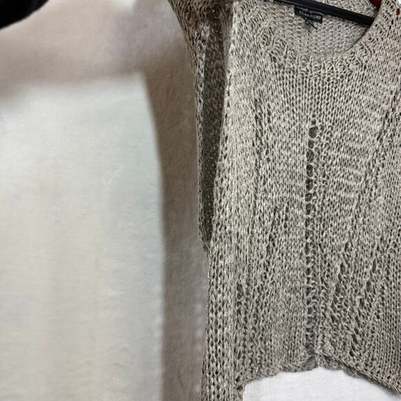 Eileen Fisher Medium Open Knit Beige Top Scoop Dolman Beach Neutral Vacation - Picture 2 of 9